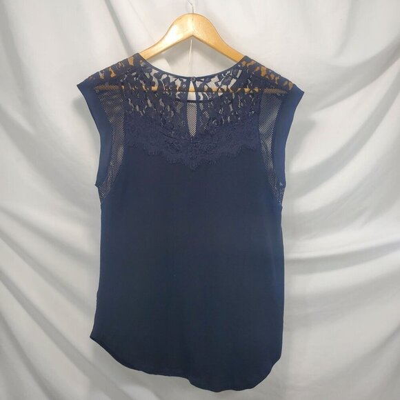 Rebecca Taylor Black Lace & Mesh Lightweight Sleeveless Top Blouse Small (A-10) - Picture 4 of 10